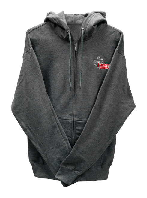 Impact Guns Zip Up Sweatshirt, Heather Gray, 2XL