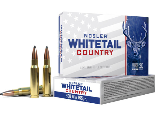 Nosler Whitetail Country, 308 Winchester, 165gr, Solid Base Bullet, 20rd Box