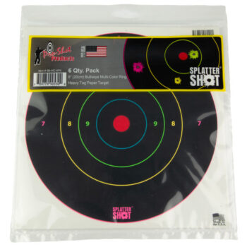 Pro-Shot Products Bullseye Target, 8" Bullseye, Adhesive Target, 6 Pack, Multi Color Rings