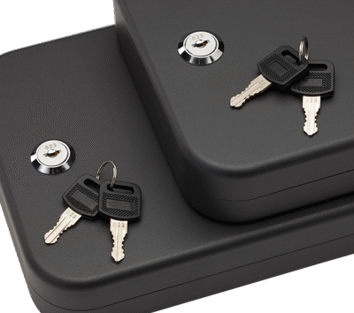 SnapSafe Lock Box, XX-Large, 11.5" x 8.5" x 2.5", 2 Pack, Key Lock, 16 Ga Steel, Cable Included, Black