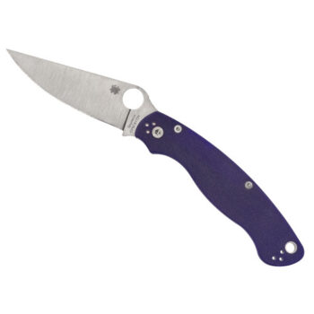 Spyderco Military 2 Folding Knife, 4" Silver Blade, Blue G10 Handle