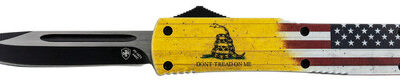 Templar Gen II Slim OTF Knife, 3.5" Drop Point, Don't Tread On Me, Glass Breaker